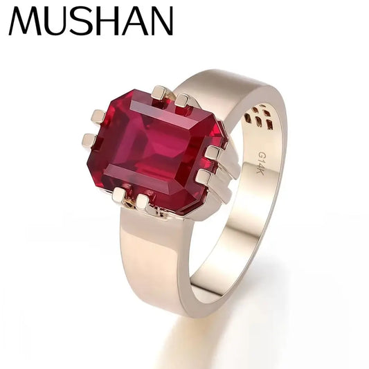 MUSHAN Custom Luxury Jewelry 9ct Lab Grown Ruby Ring for Women Platinum PT950 10k 14k 18K Gold Rings Band Luxury Fine Jewelry