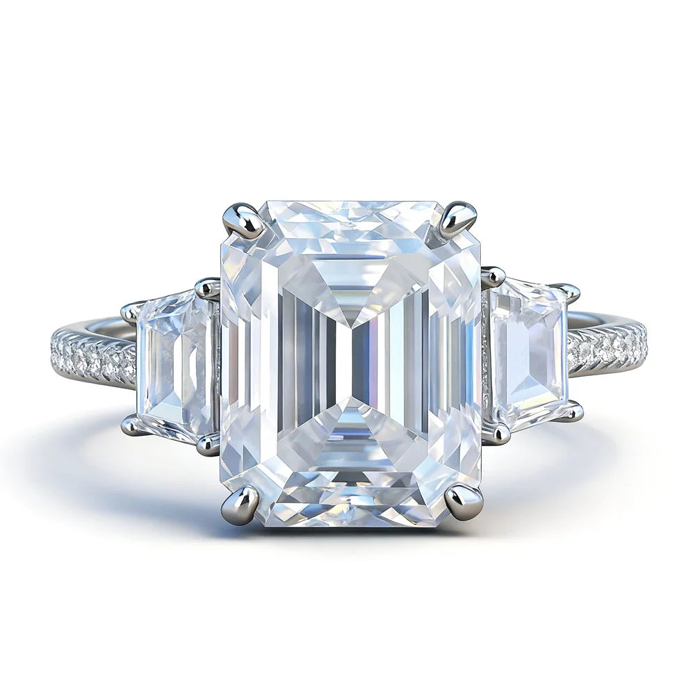 MuShan Luxury Jewelry 925 Sterling Silver Ring VVS Moissanite Solitaire Ring for Fiancee 18K Gold Plated MST Patent Rings
