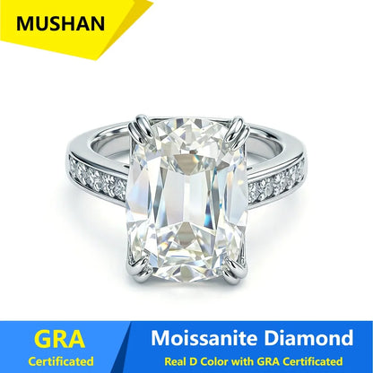 Bague en argent sterling 925 MUSHAN Luxury Jewelry pour femme, diamant moissanite émeraude certifié GRA, couleur D, joaillerie fine
