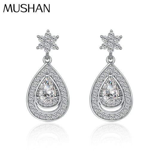 Boucles d'oreilles MuShan Luxury Jewelry en argent sterling 925 et zircons 7A, créoles pour femme, plaqué or 18 carats, bijoux de luxe pour la journée