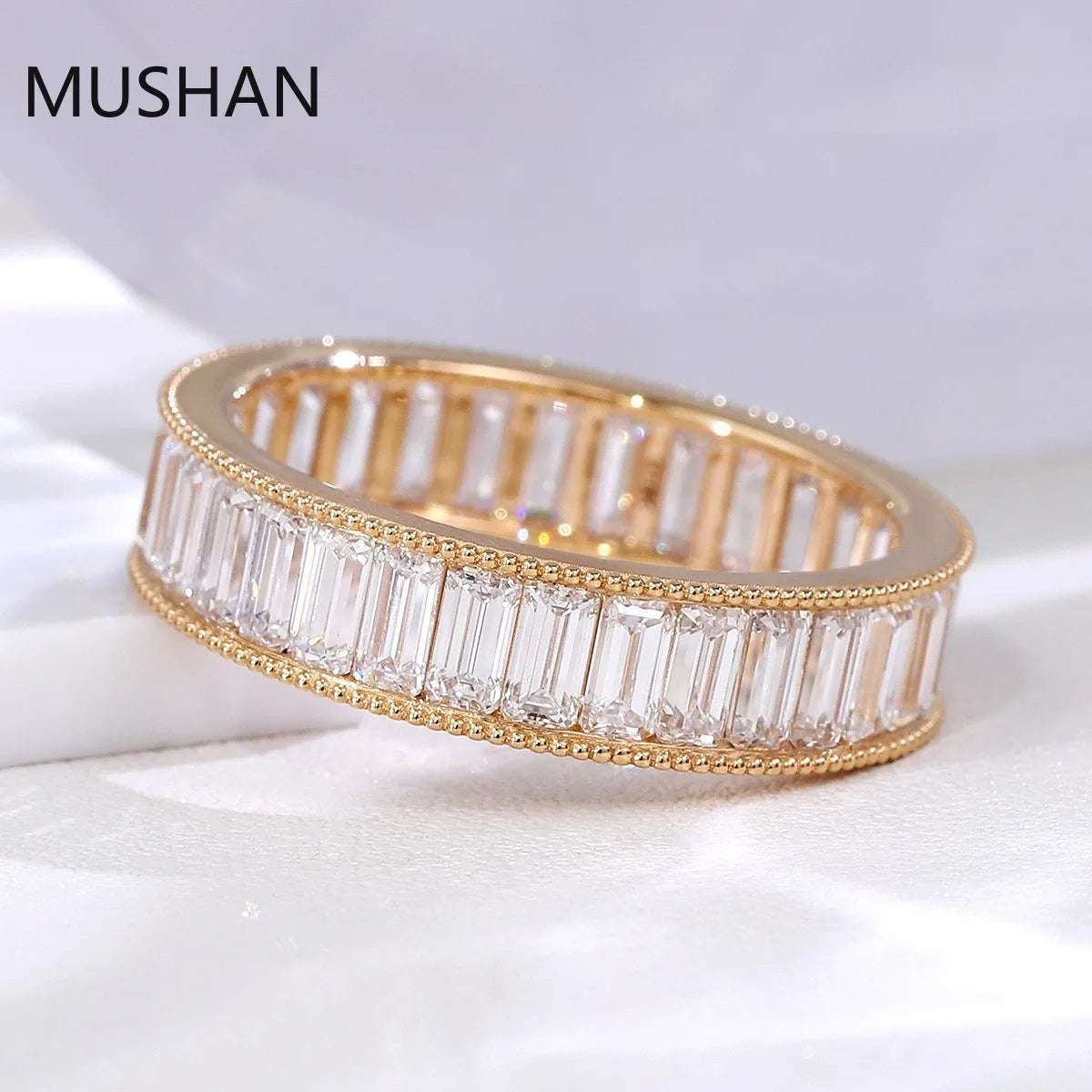 MUSHAN Luxury Custom 14K 18K Gold Rings Band Jewelry With Moissanite Diamond Lab Grown Gemstones Diamond Wedding Ring For Women