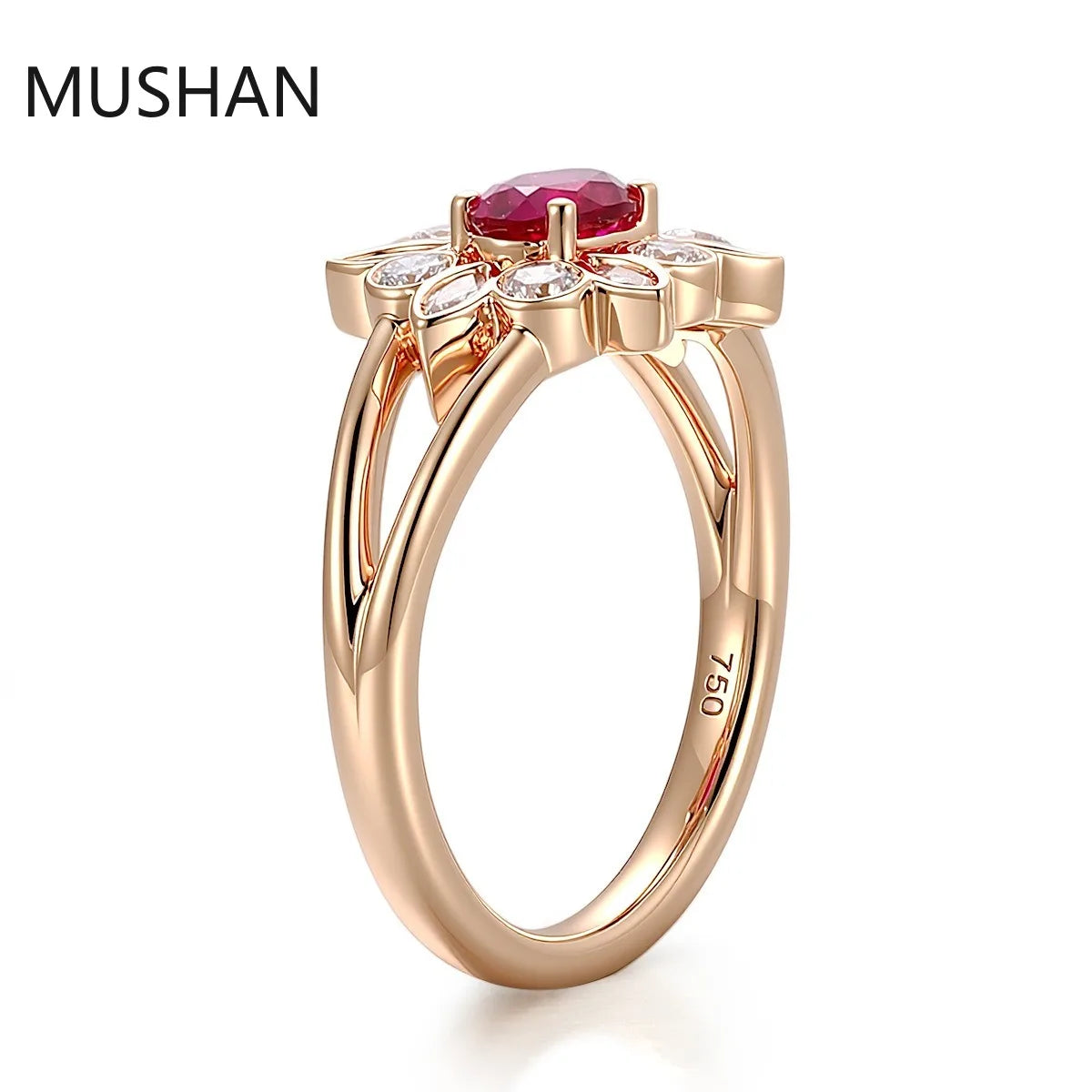 MUSHAN Luxury Custom 14K 18K Gold Rings Band Jewelry With Moissanite Diamond Lab Grown Gemstones Diamond Wedding Ring For Women
