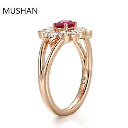 MUSHAN Luxury Custom 14K 18K Gold Rings Band Jewelry With Moissanite Diamond Lab Grown Gemstones Diamond Wedding Ring For Women