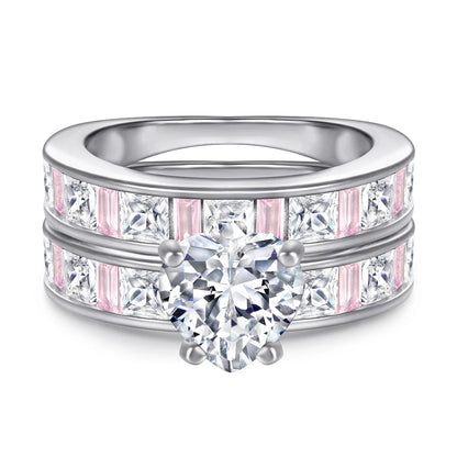 MuShan Jewelry 925 Sterling Silver Rings Bands Engagement Ring 7A Cubic Zirconia Romantic Rings Bands Rings Bands  Women Gift