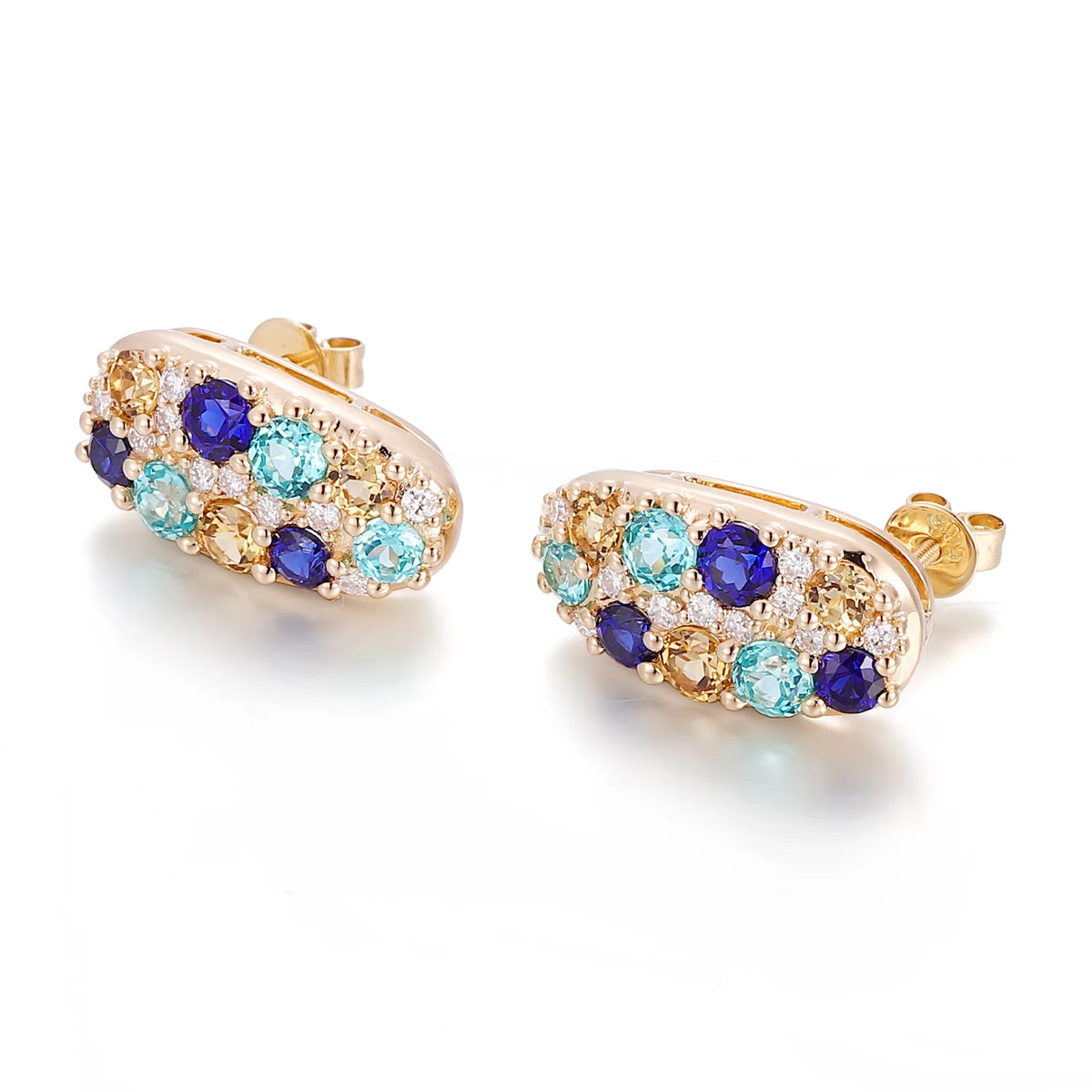 MUSHAN Custom Jewelry 10k 14k 18k Gold 925 Silver Stud Earrings Women Lab Grown Gemstones Sapphire Earrings Ear Pin Jewelry