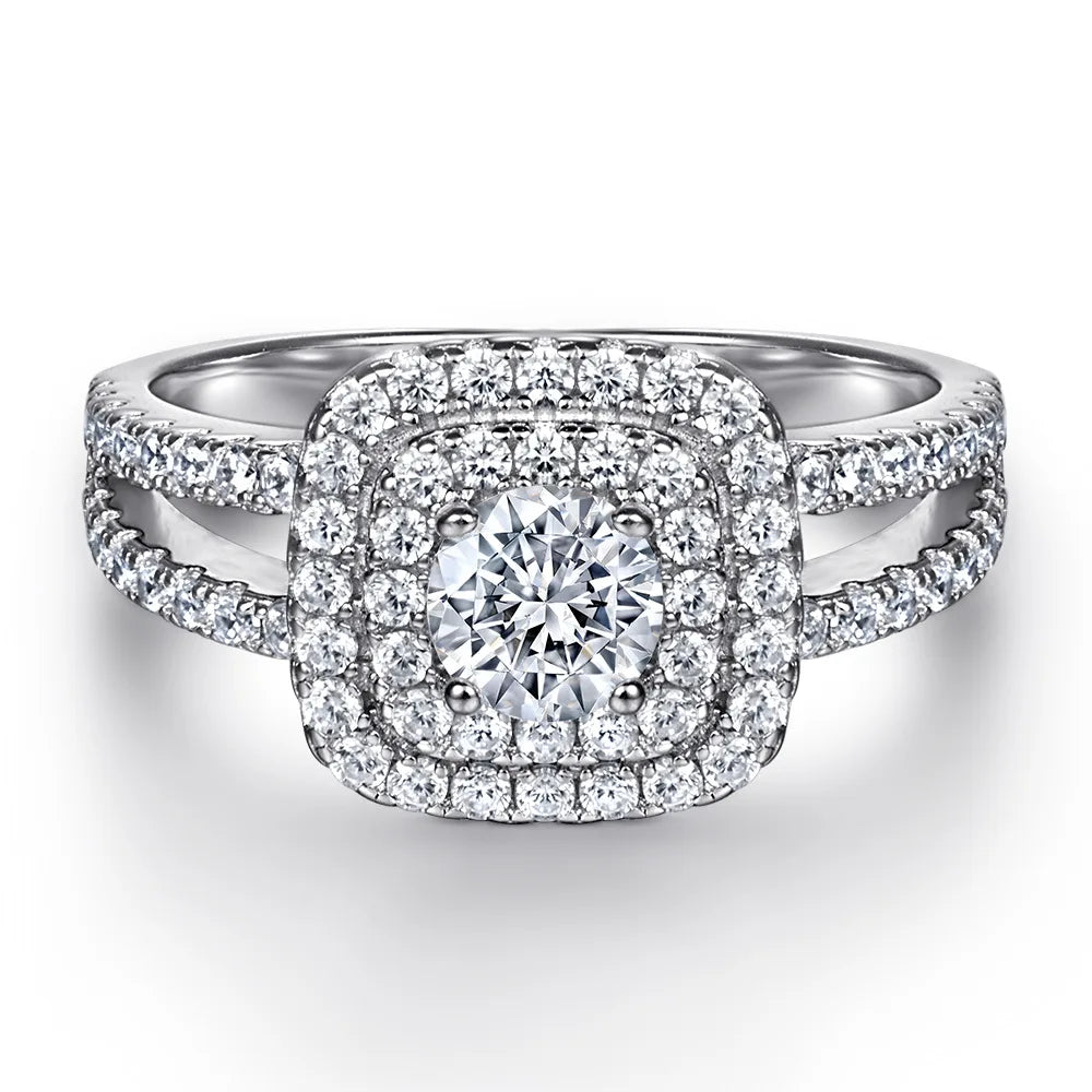 MuShan Jewelry 925 Sterling Silver Elegant Engagement Ring 7A Cubic Zirconia Rings Bands Anniversary Rings Bands  Women Gift