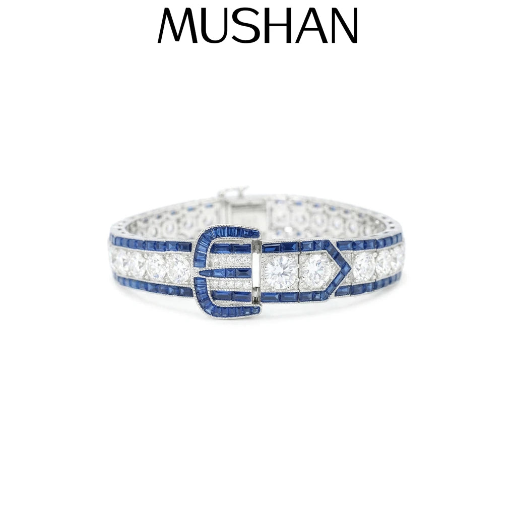 MuShan Jewelry 925 Sterling Silver Bangle 5A CZ Gemstones Fine HCD Gemstones Charming 925 Sterling Silver Bangles Accessories