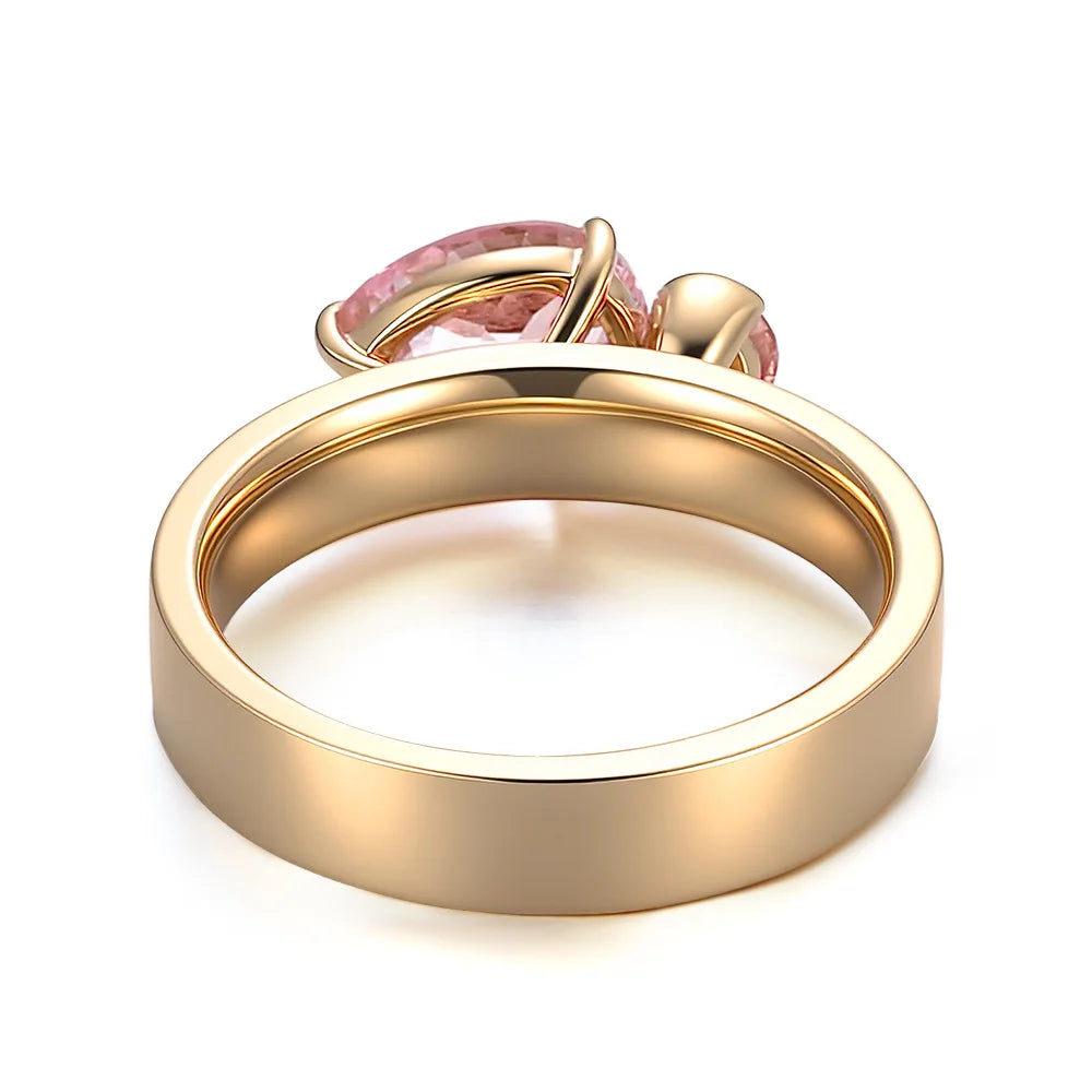 Anillo de joyería personalizada MUSHAN, gema rosa cultivada en laboratorio de 6*8 mm, banda de platino PT950, oro de 10K, 14K, 18K, joyería para mujer, anillos de fiesta y boda