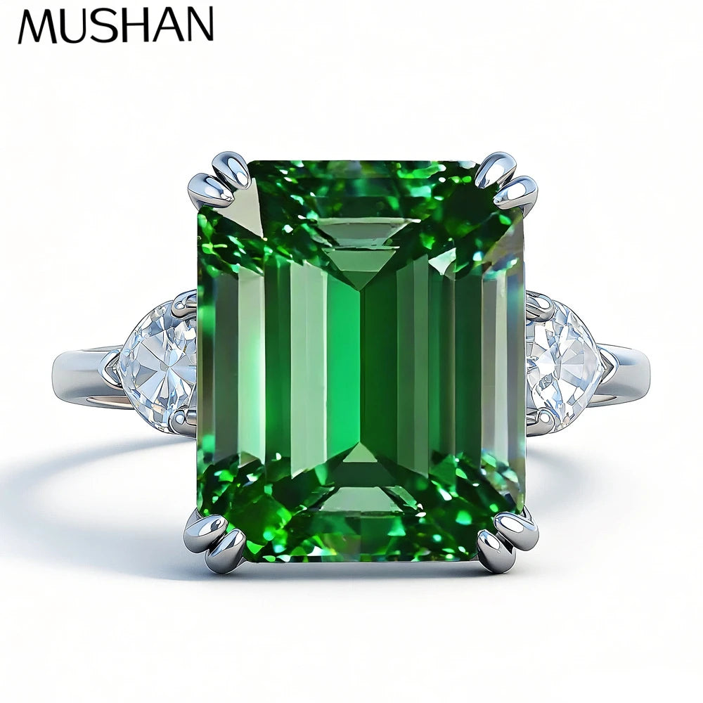 Anillo de boda de plata de ley 925 MuShan Jewelry, anillo para mujer con diamante de alto carbono, estilo vintage, estilo glamuroso, joyería fina