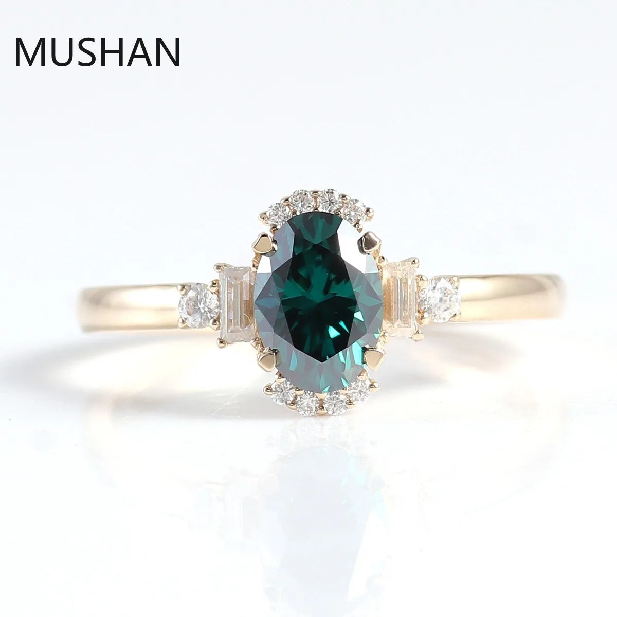 Anillos de compromiso de lujo MUSHAN de oro de 14K/18K con moissanita y piedras preciosas creadas en laboratorio, anillos de boda para mujer