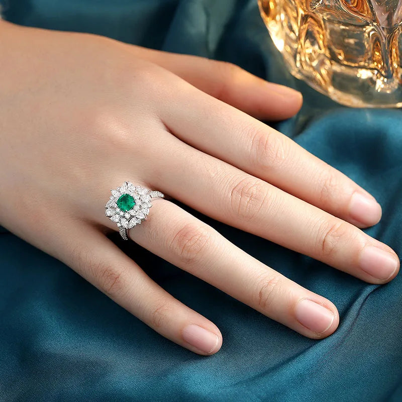 Bague MUSHAN en argent sterling 925 personnalisée, avec rubis vert de laboratoire en forme de cœur, bague vintage pour femme, plaqué or 18 carats, bague d'anniversaire