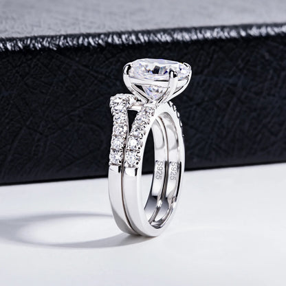 Anillo de plata de ley 925 de MuShan Luxury Jewelry, anillo encantador de moissanita VVS para esposa, bañado en oro auténtico de 18K, anillos con patente MST