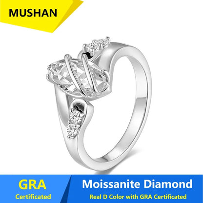 MUSHAN Luxury Jewelry 925 Sterling Silver Ring Band Women GRA Certificated Moissanite Diamond Emerald D Color Rings Fine Jewelry