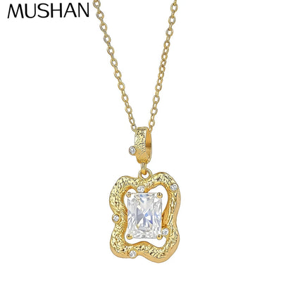 MuShan Luxury Jewelry 925 Sterling Silver Chain Rope 2CT Moissanite Cocktail Platinum Plated for Bride MST Patent Necklace