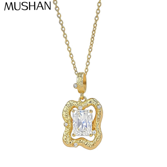 MuShan Luxury Jewelry 925 Sterling Silver Chain Rope 2CT Moissanite Cocktail Platinum Plated for Bride MST Patent Necklace