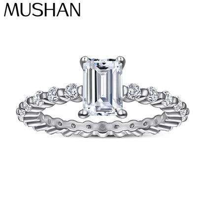 MuShan Jewelry 925 Sterling Silver Rings Bands Engagement Ring 7A Cubic Zirconia Birthday Timeless Anniversary  Women Gift