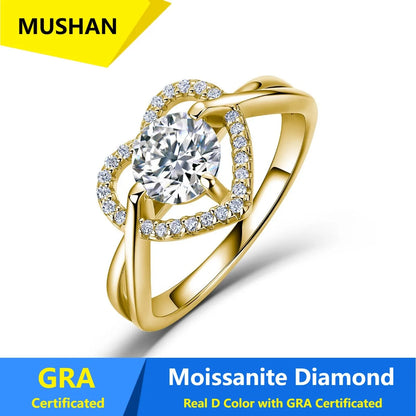 Anillo de lujo MUSHAN de plata de ley 925 para mujer, con diamante moissanita, certificado GRA, color D, esmeralda, joyería fina