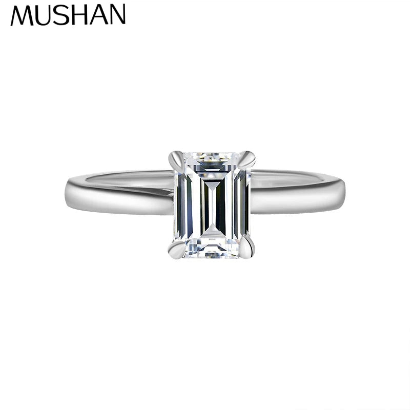 Anillo de plata de ley 925 marca MuShan, anillo de moda con moissanita VVS para mujer, bañado en oro real de 18K, anillos finos con patente MST