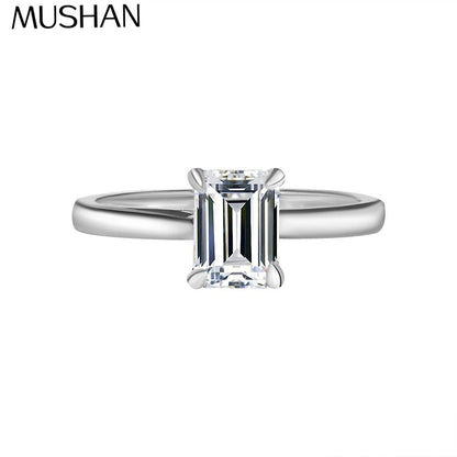 Anillo de plata de ley 925 marca MuShan, anillo de moda con moissanita VVS para mujer, bañado en oro real de 18K, anillos finos con patente MST
