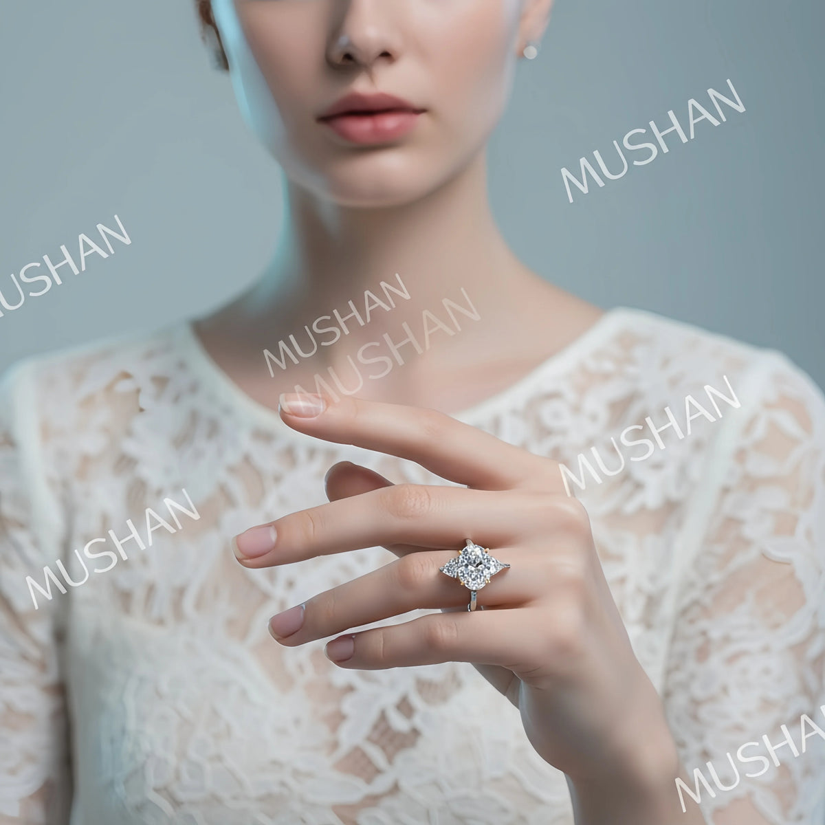 MUSHAN Luxury Jewelry 3ct Pigeon Egg Moissanite Diamond Rings 925 Sterling Silver Wedding Ring Bands For Women Fine Jewelry