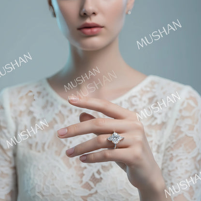 MUSHAN Luxury Jewelry 3ct Pigeon Egg Moissanite Diamond Rings 925 Sterling Silver Wedding Ring Bands For Women Fine Jewelry