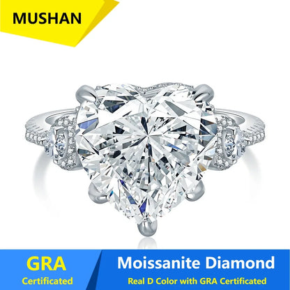 MUSHAN Luxury Jewelry 925 Sterling Silver Ring Band Women GRA Certificated Moissanite Diamond Emerald D Color Rings Fine Jewelry