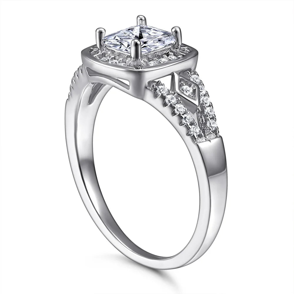 MuShan Jewelry 925 Sterling Silver Timeless Engagement Ring 5A Cubic Zirconia Valentine Anniversary Rings Bands  Women Gift