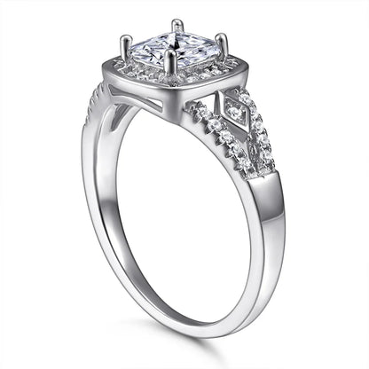 MuShan Jewelry 925 Sterling Silver Timeless Engagement Ring 5A Cubic Zirconia Valentine Anniversary Rings Bands  Women Gift
