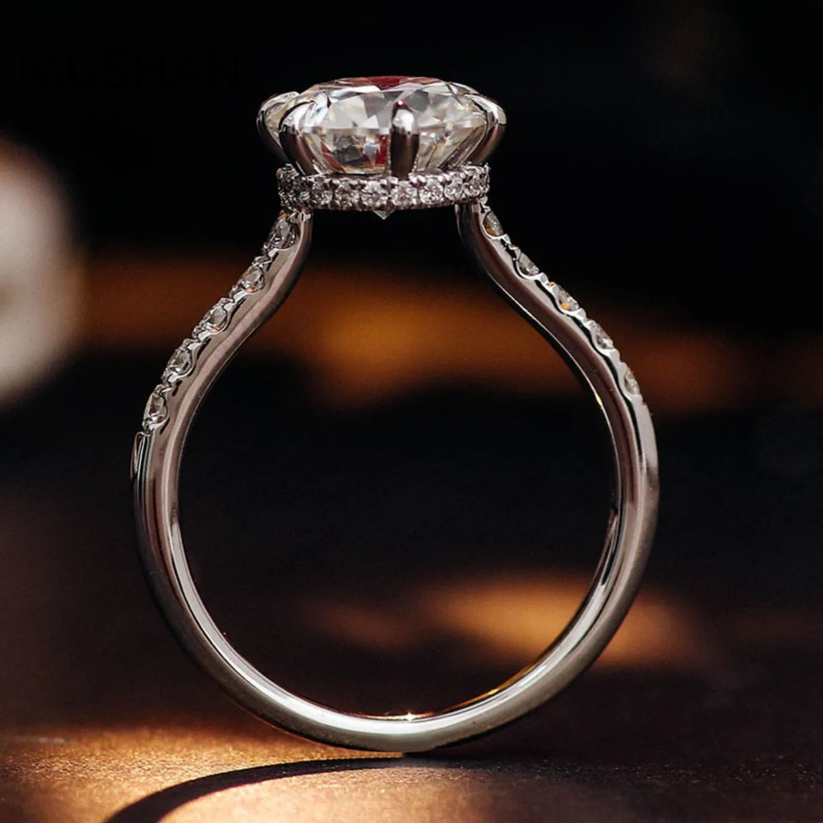 MUSHAN Luxury Custom 14K 18K Gold Rings Band Jewelry With Moissanite Diamond Lab Grown Gemstones Diamond Wedding Ring For Women