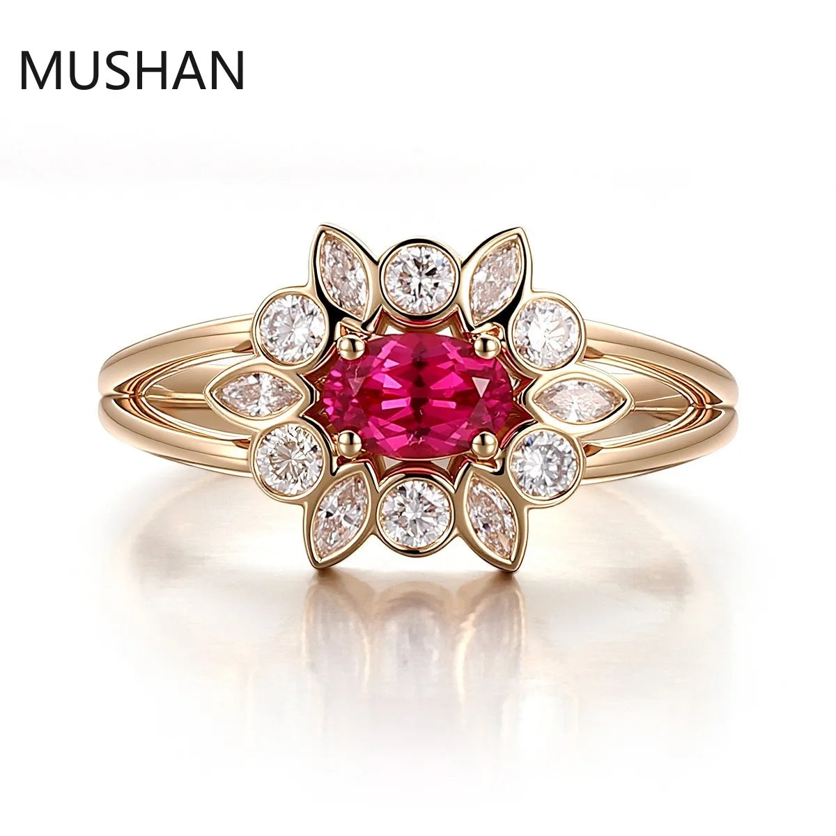 MUSHAN Luxury Custom 14K 18K Gold Rings Band Jewelry With Moissanite Diamond Lab Grown Gemstones Diamond Wedding Ring For Women