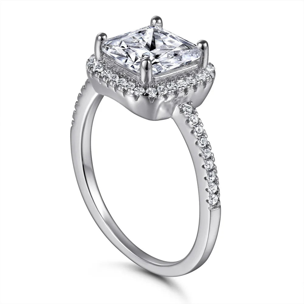 MuShan Jewelry 925 Sterling Silver Rings Bands Engagement Ring 7A Cubic Zirconia Delicate Anniversary Rings Bands  Women Gift