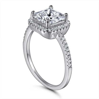 MuShan Jewelry 925 Sterling Silver Rings Bands Engagement Ring 7A Cubic Zirconia Delicate Anniversary Rings Bands  Women Gift