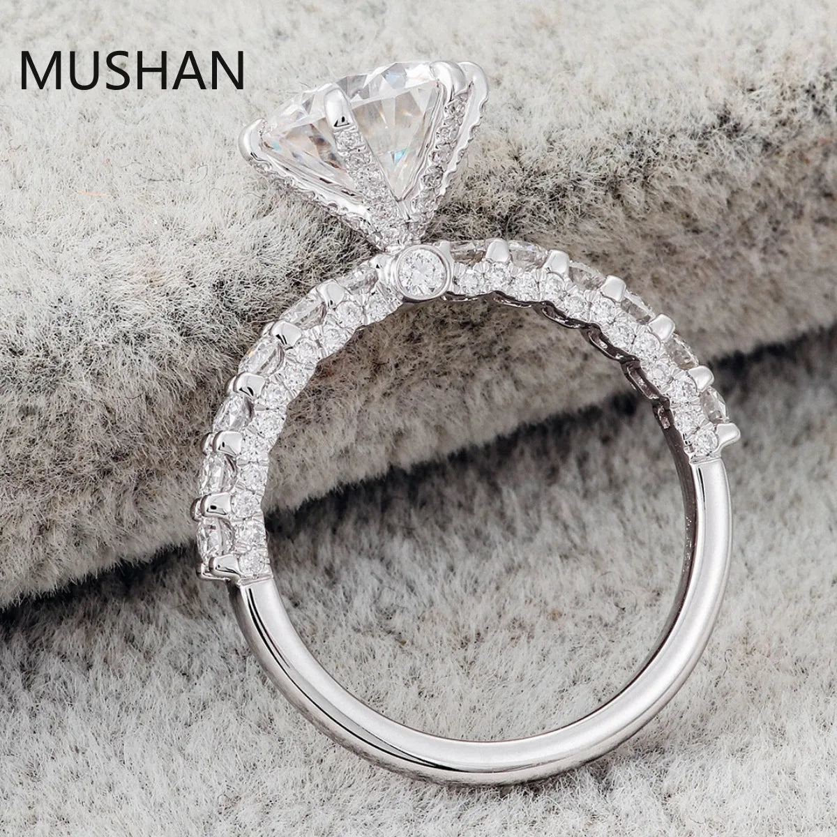 MUSHAN Luxury Custom 14K 18K Gold Rings Band Jewelry With Moissanite Diamond Lab Grown Gemstones Diamond Wedding Ring For Women