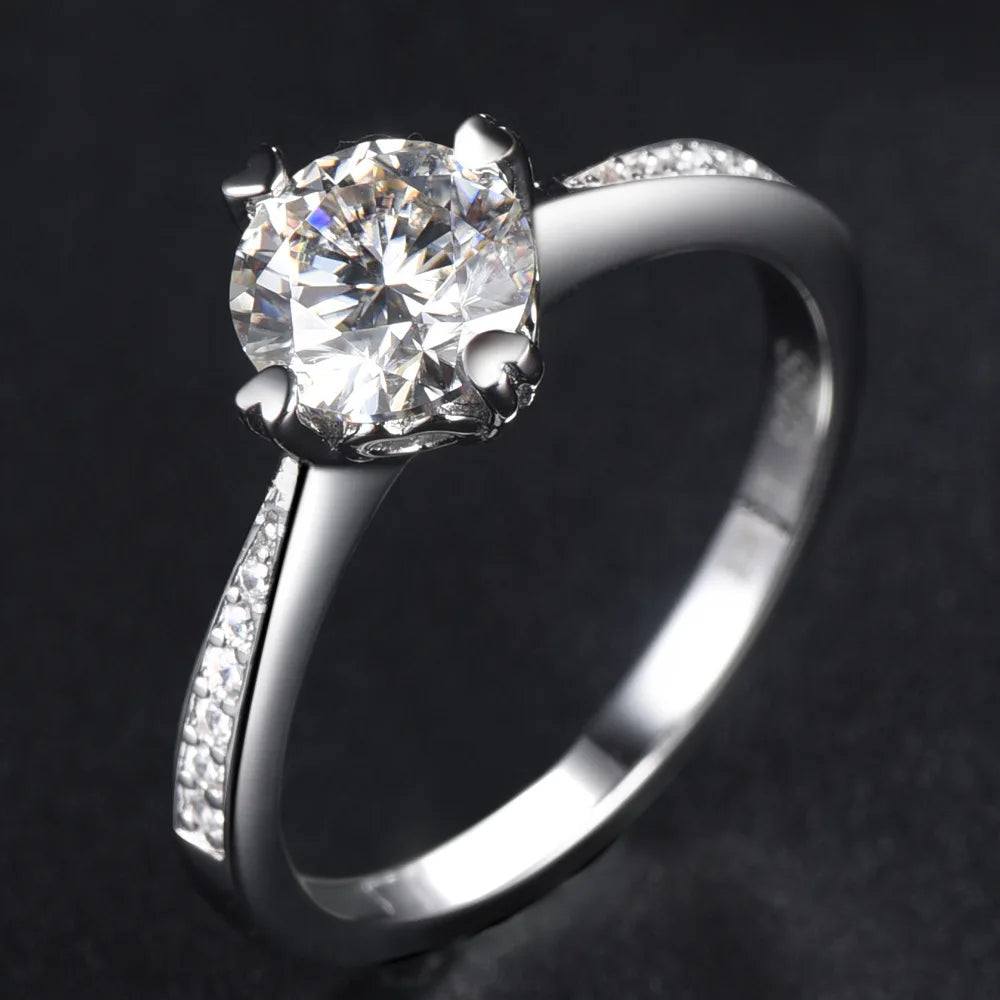 Anillo de joyería de lujo MuShan de plata de ley 925, anillo de regalo con diamante de moissanita, chapado en oro auténtico de 18 quilates para mujer, joyería con patente GRA MST