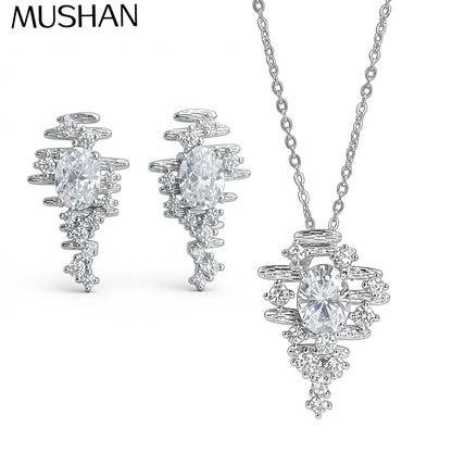 Collar de plata de ley 925 marca MuShan, 20 pulgadas, diseño floral con moissanita para boda de chicas, chapado en oro auténtico, patente MST, 20 pulgadas