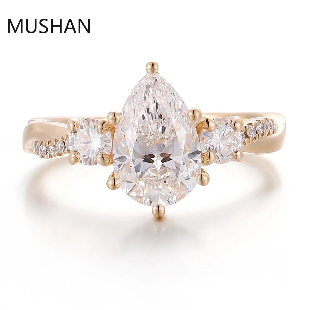 MUSHAN Luxury Custom 14K 18K Gold Rings Band Jewelry With Moissanite Diamond Lab Grown Gemstones Diamond Wedding Ring For Women