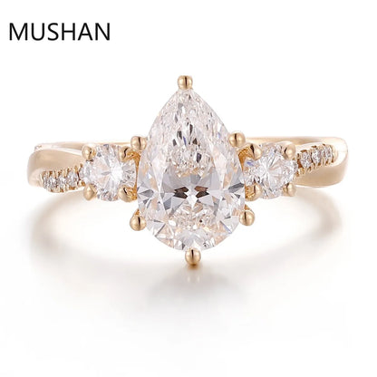 MUSHAN Luxury Custom 14K 18K Gold Rings Band Jewelry With Moissanite Diamond Lab Grown Gemstones Diamond Wedding Ring For Women