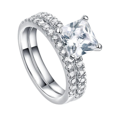 MuShan Brand Jewelry 925 Sterling Silver Ring Zircon 5A Grade Asscher Wedding for Her Real Gold Plated Fine Jewelry Rings
