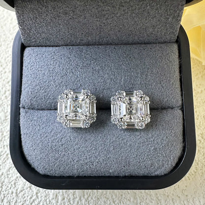 MUSHAN Brand Jewelry 1 Carat 6*6mm Square Aschemosam Diamond Stud Earrings For Women S925 Pure Silver Jewelry