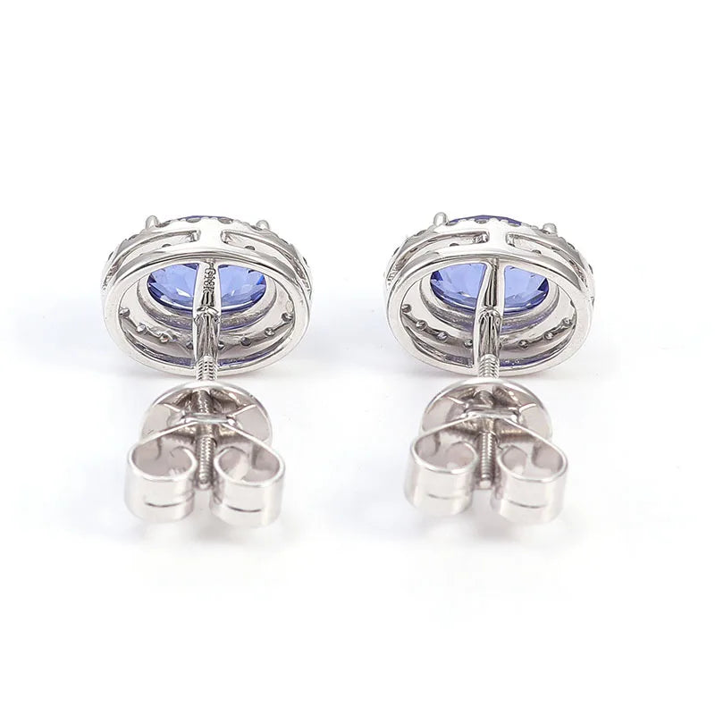 MUSHAN Custom Jewelry 10k 14k 18k Gold Platinum PT950 925 Silver Stud Earrings Women 1ct Lab Grown Sapphire Earrings Ear Pin