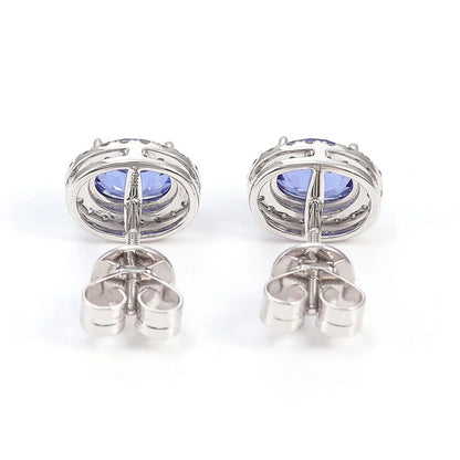 MUSHAN Custom Jewelry 10k 14k 18k Gold Platinum PT950 925 Silver Stud Earrings Women 1ct Lab Grown Sapphire Earrings Ear Pin