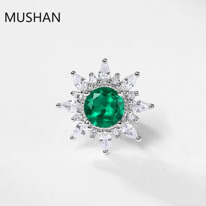 MUSHAN Luxury Jewelry S 925 Sterling Silver Stud Earrings Women GRC Certificated Lab Grown Emerald Earrings Stud Ear Pin Jewelry