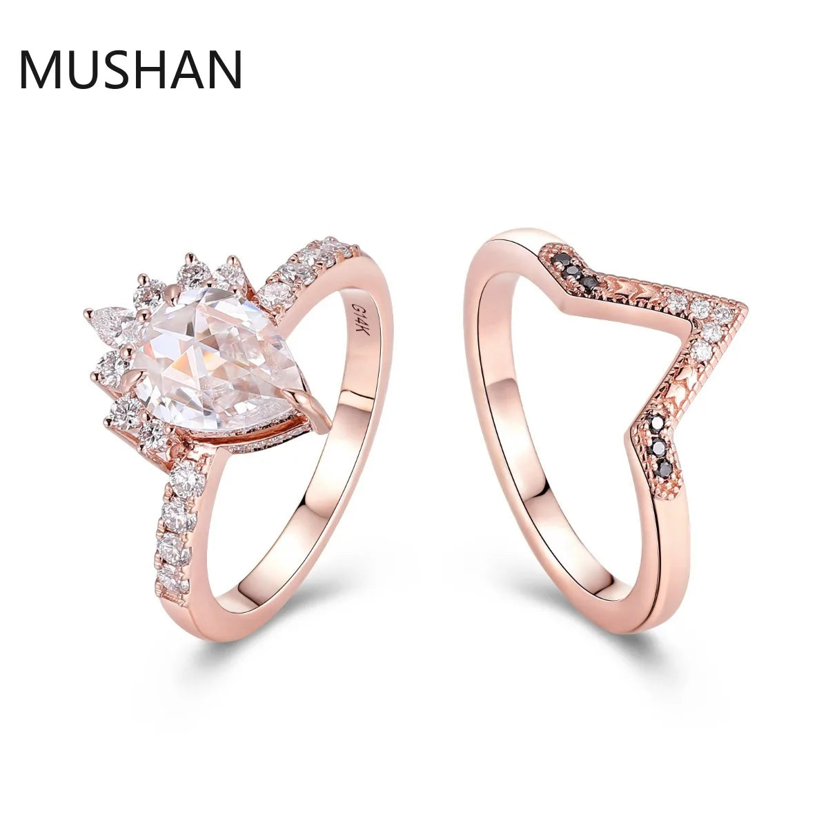 MUSHAN Luxury Custom 14K 18K Gold Rings Band Jewelry With Moissanite Diamond Lab Grown Gemstones Diamond Wedding Ring For Women