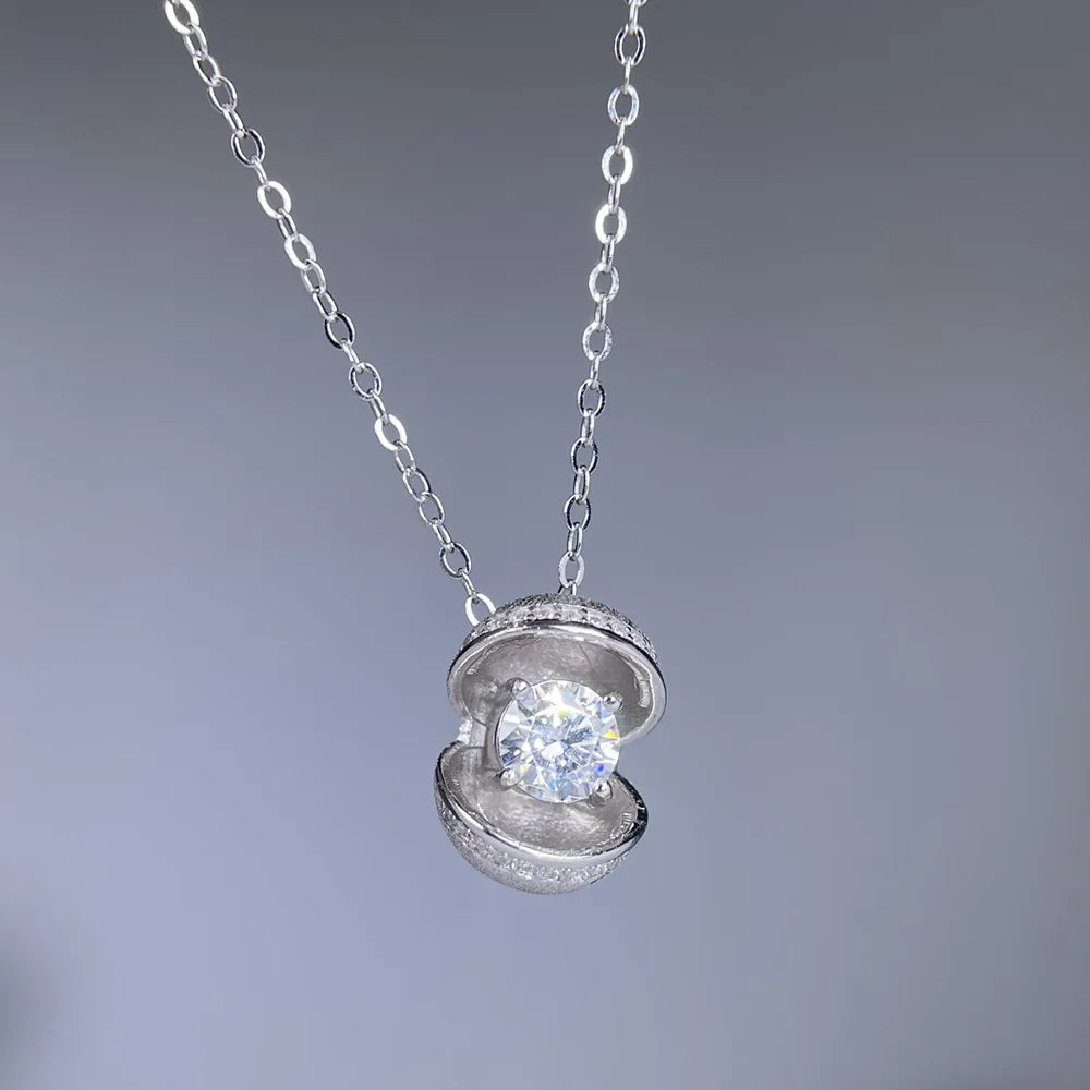 Collar de princesa de plata de ley 925 marca MuShan, 1 quilate de moissanita con certificación GRA para esposa, bañado en oro real de 18 quilates, patente MST