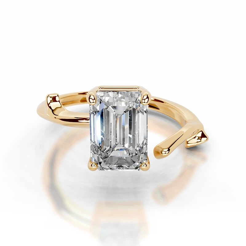 MuShan Designer Jewelry 925 Sterling Silver Ring Round Moissanite Gorgeous Ring Ladies 18K Gold Plated MST Patent Fine Rings