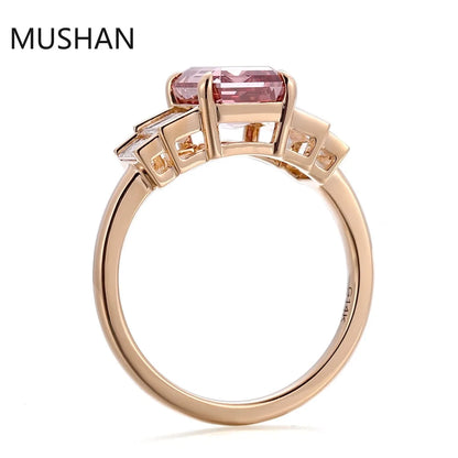 MUSHAN Bague de luxe personnalisée en or 14K 18K avec diamant moissanite et pierres précieuses de laboratoire, alliance pour femme