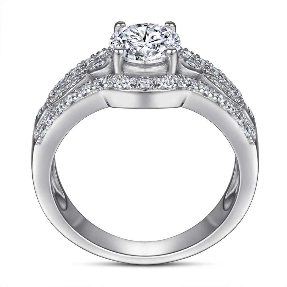 MuShan Jewelry 925 Sterling Silver Rings Bands Rings Bands Ring 5A Cubic Zirconia Valentine Engagement Anniversary  Women Gift