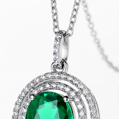 MUSHAN Luxury Jewelry 925 Sterling Silver Chain Pendant Necklace Lab Grown Emerald Ruby Gemstones Necklaces Pendants GRC Jewelry