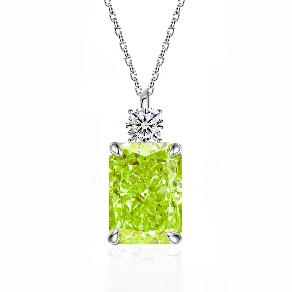 MUSHAN Luxury Jewelry 7ct 8*10 Rectangular Necklace For Women Made Of 925 Silver With Ice Flower Cut High-Carat Diamond Pendant