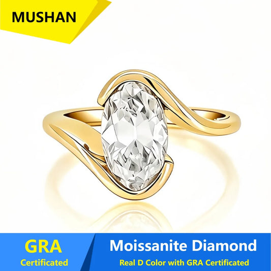 Anillo de plata de ley 925 MUSHAN Luxury Jewelry para mujer, banda de diamantes de moissanita con certificado GRA y esmeralda, color D, joyería fina